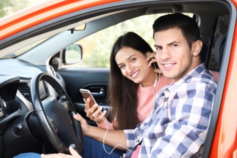 Two people in a car